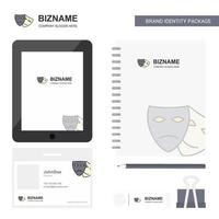 Masks Business Logo Tab App Diary PVC Employee Card and USB Brand Stationary Package Design Vector Template
