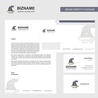 Witch hat Business Letterhead Envelope and visiting Card Design vector template