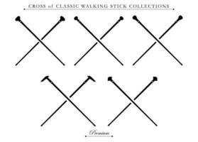 Classic walking stick crossed element illustration. Fit for symbol, icon, logo element.  Vector eps 10