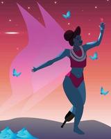 fake leg fairy dancing with butterfly vector