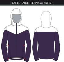 Winter jacket color block flat sketch editable vector file