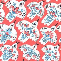 pájaros de patrones populares para el diseño de impresión. ornamento tradicional escandinavo y eslavo. origen étnico vectorial en estilo boho para textiles, telas y cualquier diseño de superficie. vector