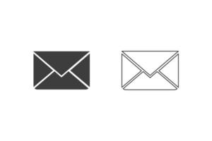 iconos de mensajes de correo electrónico diseño plano o iconos de mensajes de correo electrónico. 2 estilo de mensaje de correo electrónico aislado sobre fondo blanco. vector