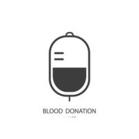 Black line icon of blood bag isolated on white background. Vector illustration.