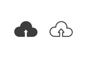 Cloud upload icons flat design with 2 style icons black and white. Isolated on white background. vector