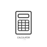 Black line icon of calculator isolated on white background. Vector illustration.