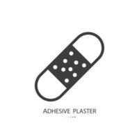 Black line icon of medicinal plaster isolated on white background. Vector illustration.