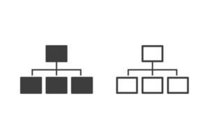 diseño plano de iconos de organigrama con 2 iconos de estilo en blanco y negro. aislado sobre fondo blanco. vector