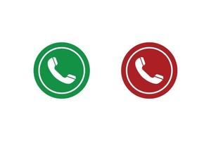 Accept and Reject to pick up phone flat design or Accept and Reject to pick up phone icons. 2 style of accept and reject to pick up phone isolated on white background. vector