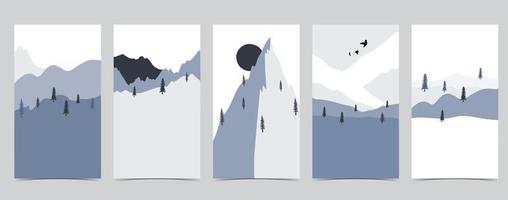 Cute christmas background for social media with mountain,snow vector