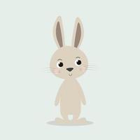 Illustration with a cute beige rabbit that stands on two legs on a gray background vector