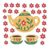 tarjeta de vector de fiesta de té