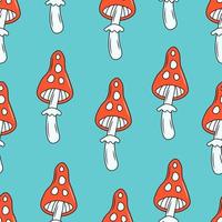 Funny colorful seamless pattern with mushrooms vector