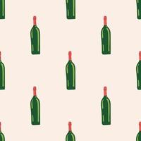 Seamless Pattern with a Bottle of Wine. Thanksgiving Day collection. Flat vector illustration.