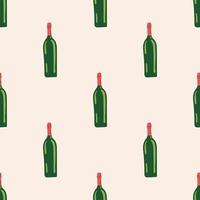 Seamless Pattern with a Bottle of Wine. Thanksgiving Day collection. Flat vector illustration.