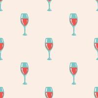 Seamless Pattern with Glass of Wine. Thanksgiving Day collection. Flat vector illustration.
