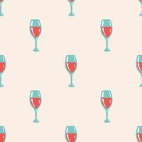 Seamless Pattern with Glass of Wine. Thanksgiving Day collection. Flat vector illustration.