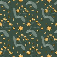 Seamless pattern with a pattern of branches of flowering linden. Vector image.