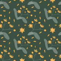 Seamless pattern with a pattern of branches of flowering linden. Vector image.