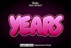 years text effect with graphic style and editable vector