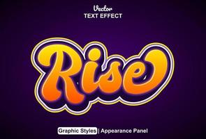 rise text effect with graphic style and editable. vector