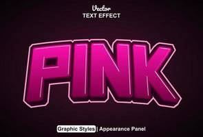 pink text effect with graphic style and editable. vector