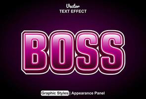 boss text effect with graphic style and editable vector