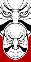 Big Japanese white mask elements isolated on red background. vector