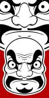 Big Japanese mask elements isolated on red background. vector