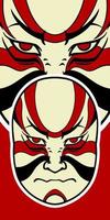 Big Japanese mask elements isolated on red background. vector