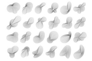 Abstract topography circles. Organic texture shapes. Vector outline illustrations set.