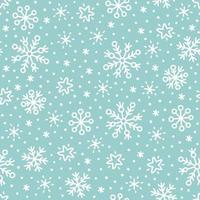 Winter doodle snowflakes white and pastel blue holiday pattern vector