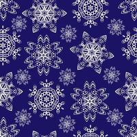 Seamless pattern with white christmas snowflakes on blue background. vector