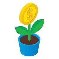 Money tree isometric icon vector