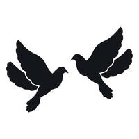 Two doves simple icon vector