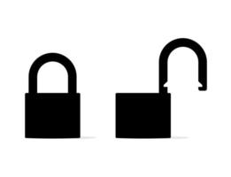 Padlock Silhouette, Simple Portable Open And Closed Lock Icon vector