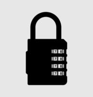 Combination Lock Silhouette, Simple Portable Digit Combination Padlock Icon vector