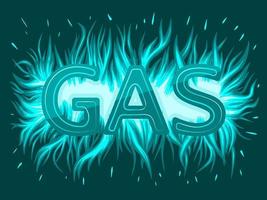 gas flames with text. . Blue gas or burn light glow. Vector illustration.