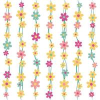 Floral seamless pattern. Cute pattern with colourful flowers on a white background. Branches and blossoms. Vector illustration.