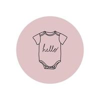Baby bodysuit icon on a pink background. Hello little one vector