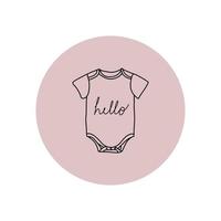 Baby bodysuit icon on a pink background. Hello little one vector