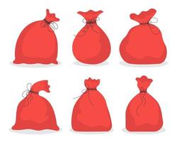 un conjunto de bolsas rojas con regalos de santa claus. ilustración vectorial vector