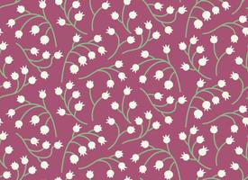 Seamless pattern with lily of the valley. Beautiful texture in flat style. vector
