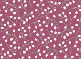 Seamless pattern with lily of the valley. Beautiful texture in flat style. vector