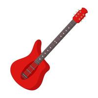 Red guitar for web design on white background. Vector isolated image for use in print or clipart design