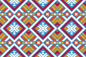 Colorful geometric ethnic seamless pattern designed for background, wallpaper, traditional clothing, carpet, curtain, and home decoration. vector