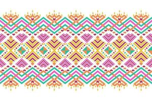 Colorful geometric ethnic seamless pattern design for wallpaper, background, fabric, curtain, carpet, clothing, and wrapping. vector