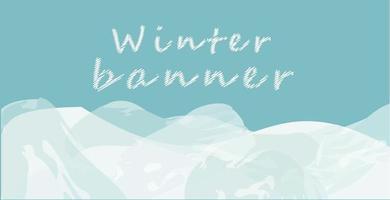 Winter web banner aquamarine and white with snowdrifts and area for text. Vector illustration.