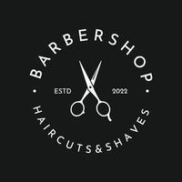 diseño de logotipo de plantilla de tijeras de salón de corte de pelo clásico creativo y simple aislado en fondo blanco y negro.para negocios, barbería, salón, belleza. vector