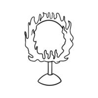Monochrome image, Ring on a stand, ring of fire for performing circus tricks, vector illustration in cartoon style on a white background